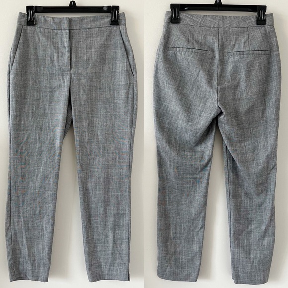 Zara Grey Plaid Work Trouser Ankle Pants Size 2 Career Pockets Workwear Preppy - Picture 2 of 5